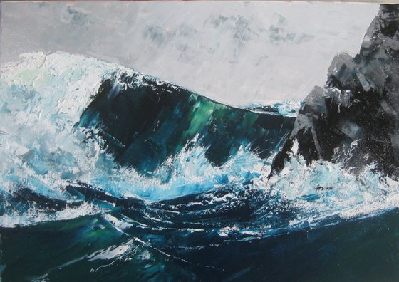 Westerly Swell on the Point of Dun, St Kilda