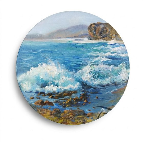 Crashing Waves at the Rocky Shore