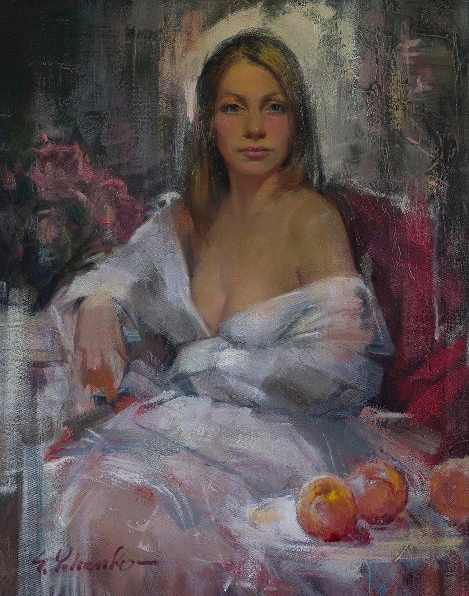 Girl with Peaches by Sergei Yatsenko