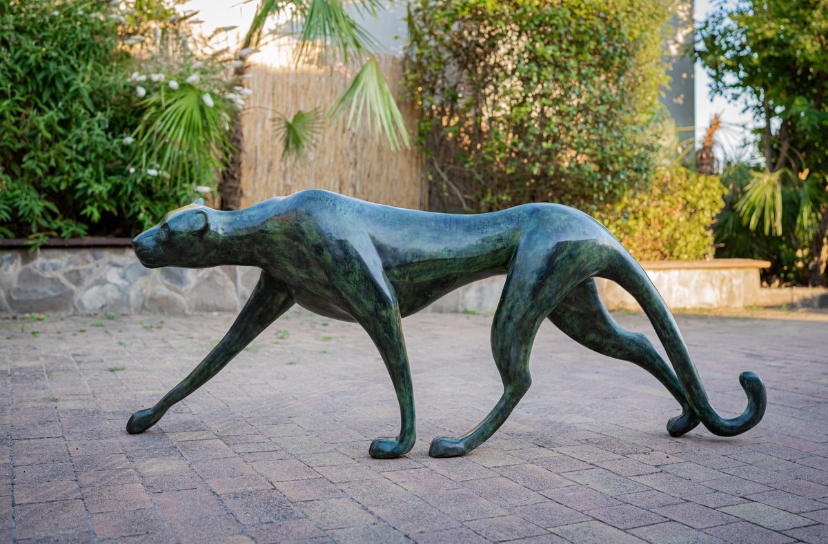 Expressive Bronze Sculpture , Jaguar (Big) By Toth Kristof, 77 X 30, Artwork For Sale On Artfinder