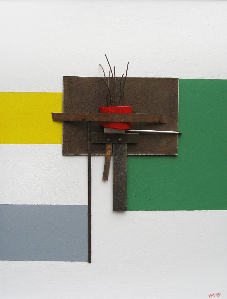 Geometric Abstract Painting By Mark Mazurczyk, 10 X 13", Hku. 07, Original Artwork