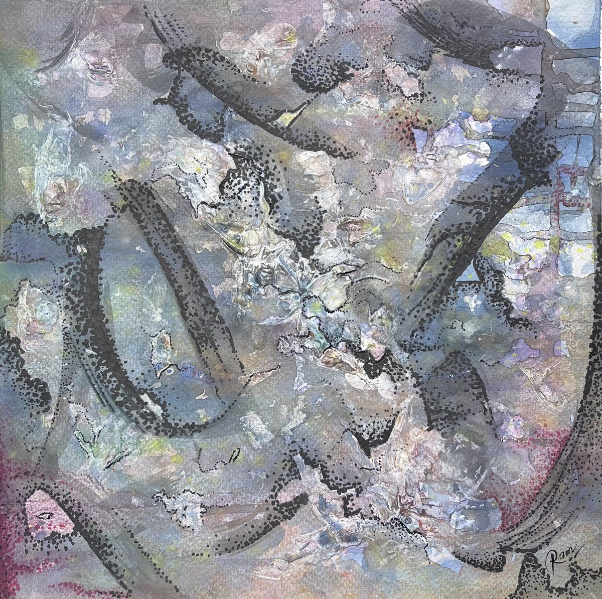 Impressionistic Abstract Watercolour By Ram Barkhane, 12 X 12", Untitled, Original Artwork