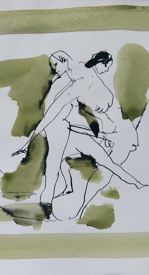 SURREALIST LOVERS E4, ink on paper 32x25 cm by Frederic Belaubre