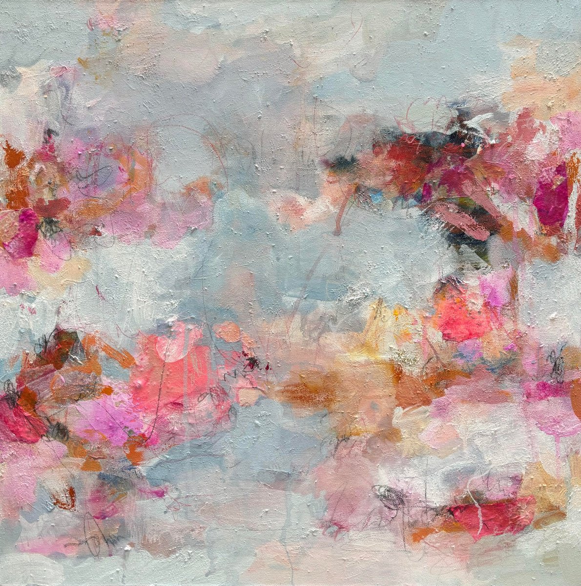 Abstract Acrylic Painting By Angela Dierks, 24 X 24, Fond Memories, Original Artwork