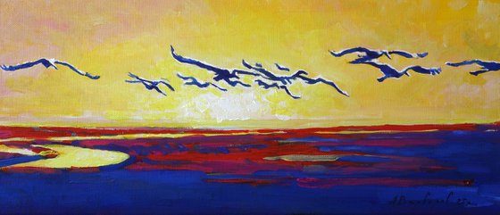 Storks at Sunset