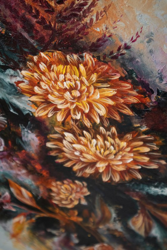 Autumn composition | 38*73 cm | Golden flowers
