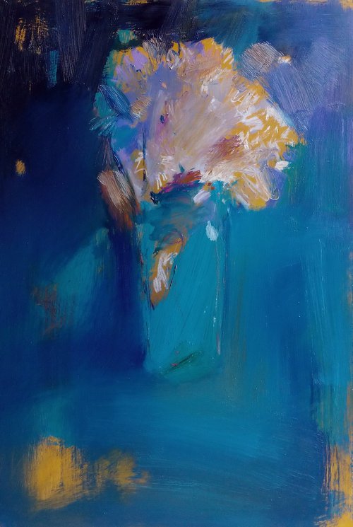 Blue vase on a blue background by Róbert Kormos