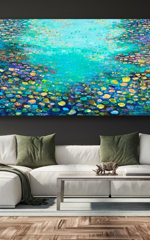 Blue Waterlily Pond (2) - XXL by Pooja Verma