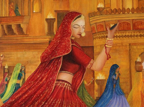 Dancers - Indian dancers oil painting