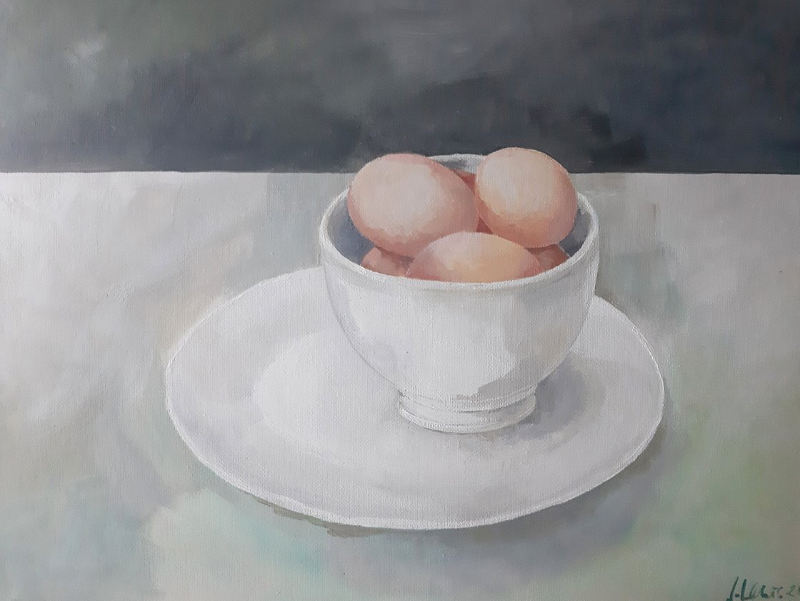 Original 8x10 Inch store Acrylic Painting Of A Bowl Of Eggs On Canvas