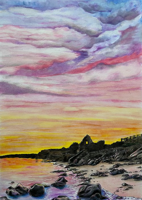 Salt house sunrise (Port Eynon, Gower) by Karen Elaine  Evans