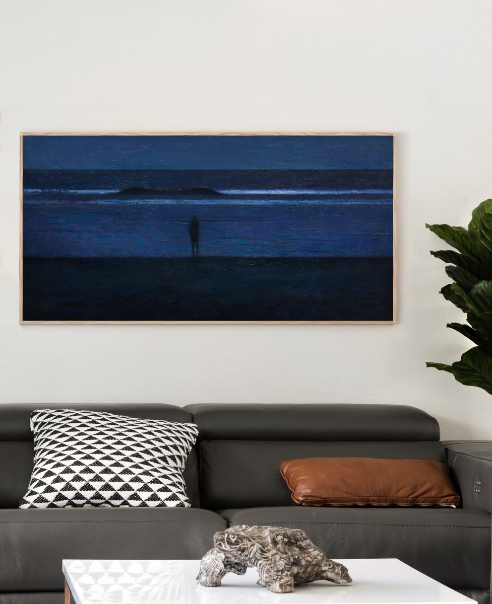 Organic Abstract Acrylic Painting By Bo Kravchenko, 49 X 25, My Wave Is Coming, Original Artwork