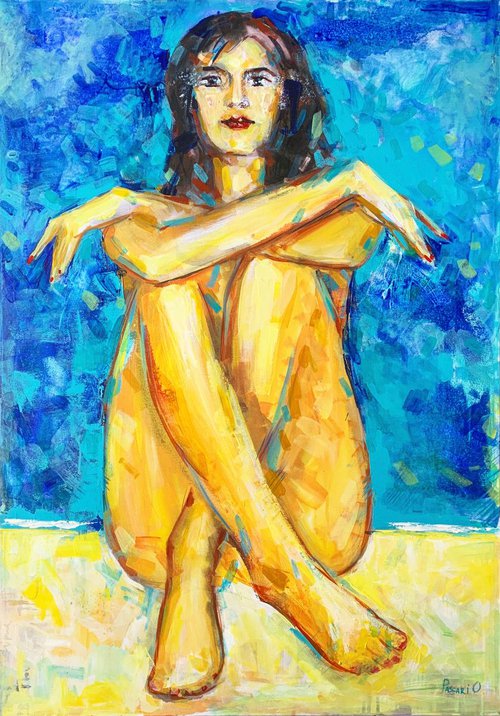 Girl on the beach-(100x70cm) by Olga Pascari