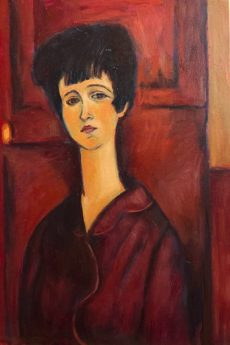 Expressive Oil Painting , Interlude 1225-04 Study After A. Modigliani By Artmoods Tp, 9 X 13, Artwork For Sale On Artfinder
