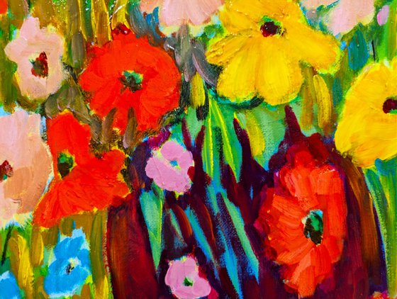 Vase between Flowers.