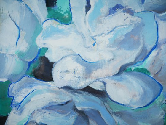 A  flower impressionistic painting "Blue Peonies"