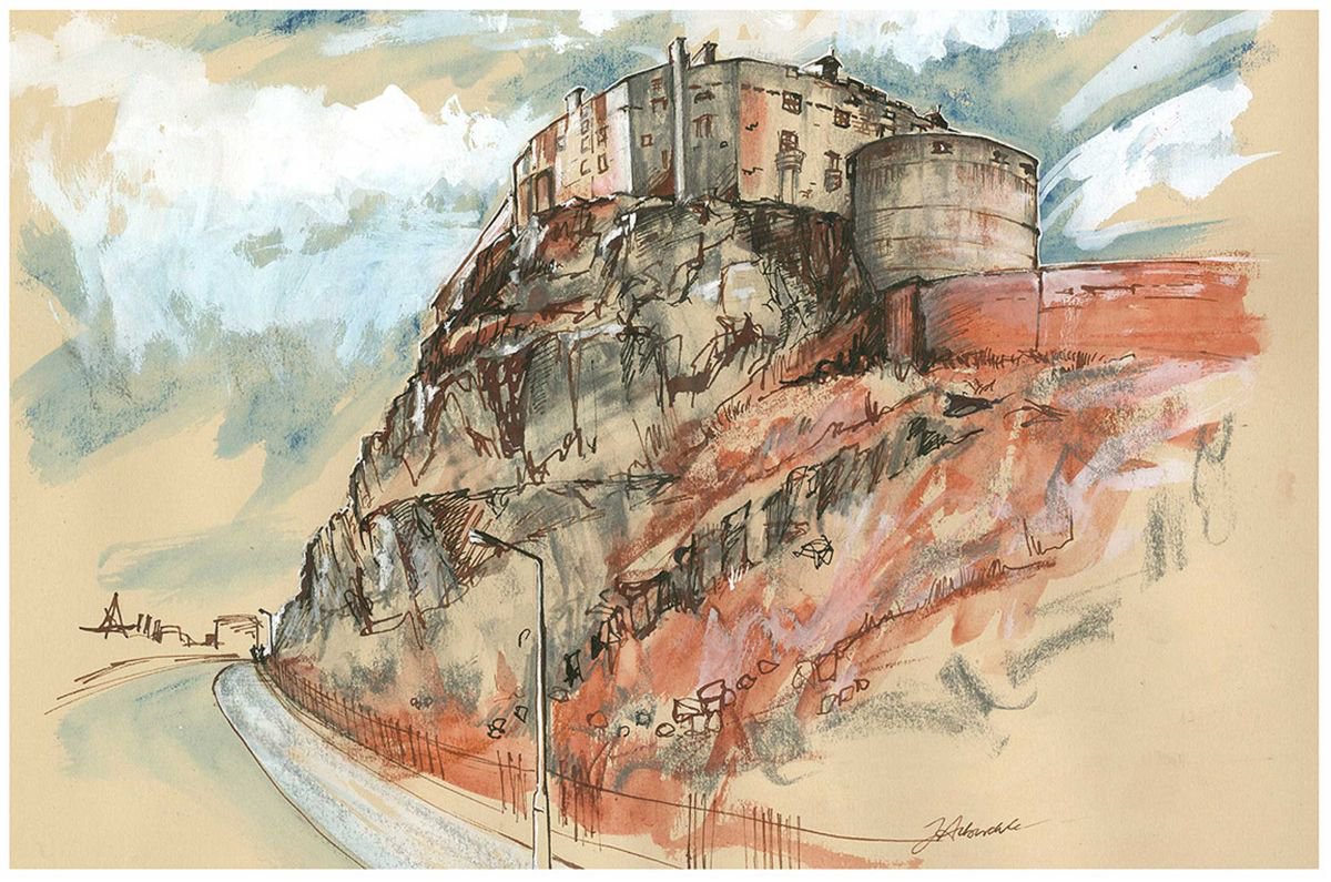 Edinburgh Castle - original mixed media artwork by Julie Arbuckle