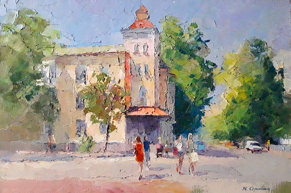 Oil painting Kremenchuk city landscape Serdyuk Boris Petrovich nSerb817 by Boris Serdyuk