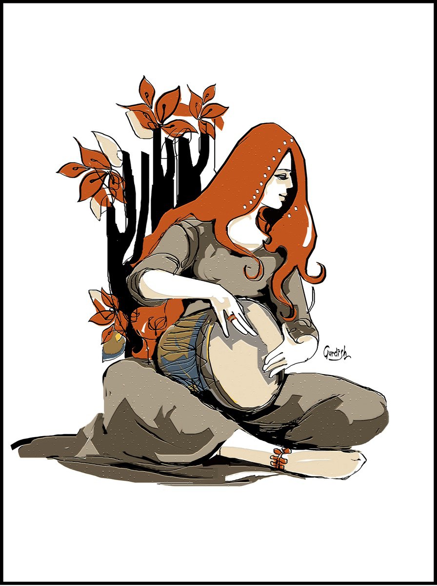 Abstract Still Life Acrylic Painting By Artist Gurdish Pannu, 18 X 26, Music Painting-Hinech Yafa, Original Artwork