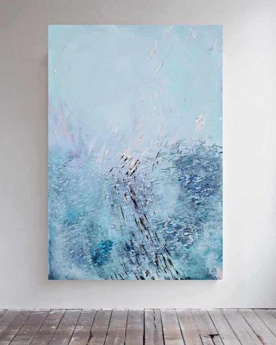 Abstract Acrylic Painting By Marian Gorin, 28 X 39", Thalassa Iii, Original Artwork