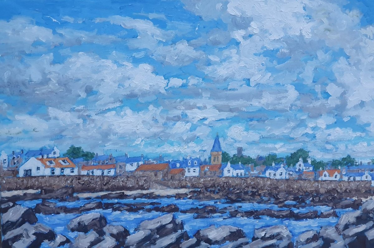 Oil Painting , West Anstruther From The Rocks By Colin Ross Jack, 30 X 20, Artwork For Sale On Artfinder