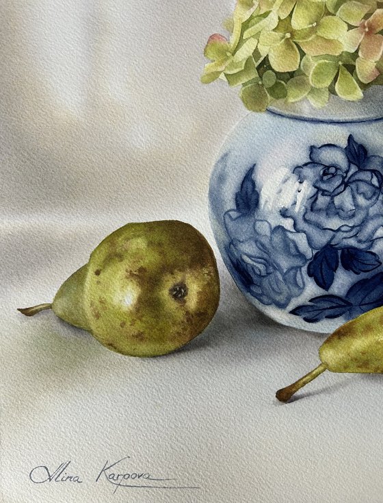 Hydrangea and pears