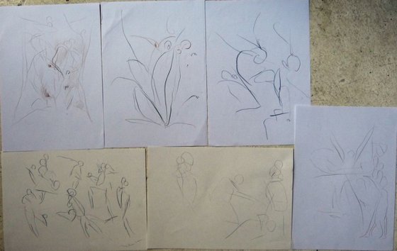 Six sketches - Movements, 21x29 cm - affordable & AF exclusive !