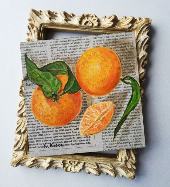 "Tangerines on Newspaper"