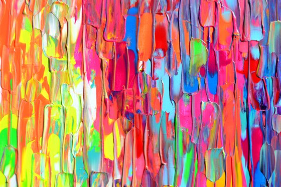 63x31.5'' Large Ready to Hang Colourful Modern Abstract Painting - XXXL Happy Gypsy Dance 11