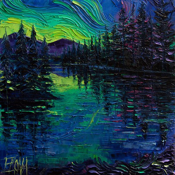 Aurora Borealis Mirage Modern Impressionist Palette Knife Oil Painting