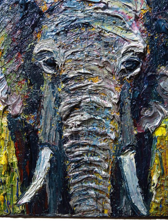 Original Oil Painting Elephant