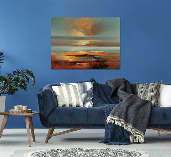I’ll soothe you - 90 x 120 cm abstract landscape oil painting in earth tone colours