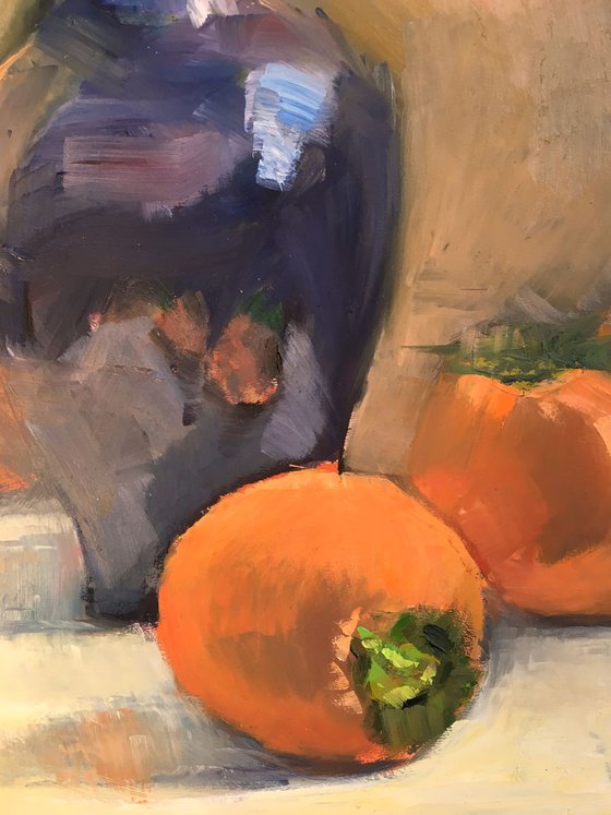 Original Kitchen Stilllife - Persimmons and Vase