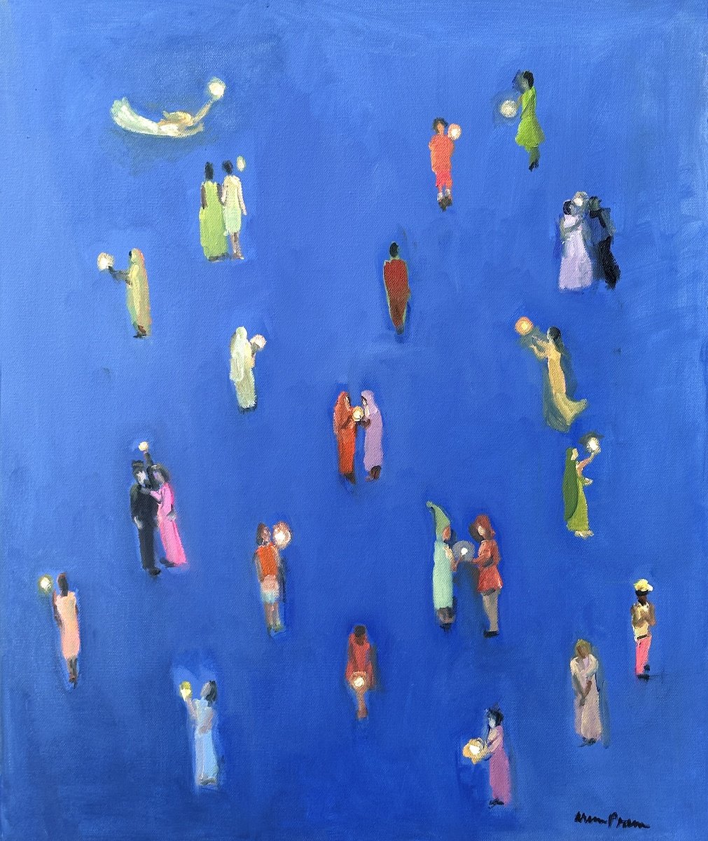 Impressionistic Abstract Oil Painting By Arun Prem, 20 X 24, L.a. Angel Of Light, Original Artwork