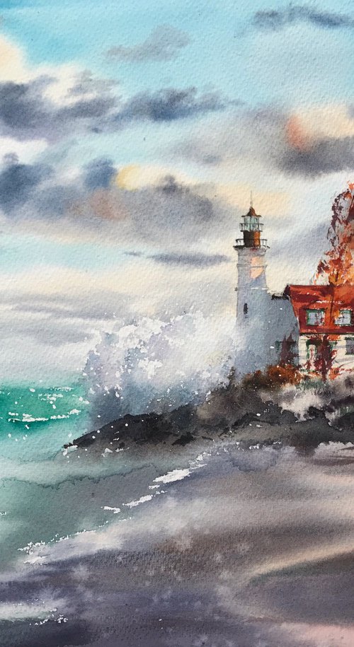 Before the storm  Lighthouse #6 by Eugenia Gorbacheva