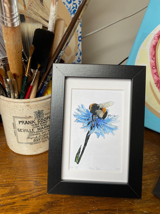 Tiny Bee on Cornflower