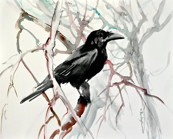 Raven on the tree