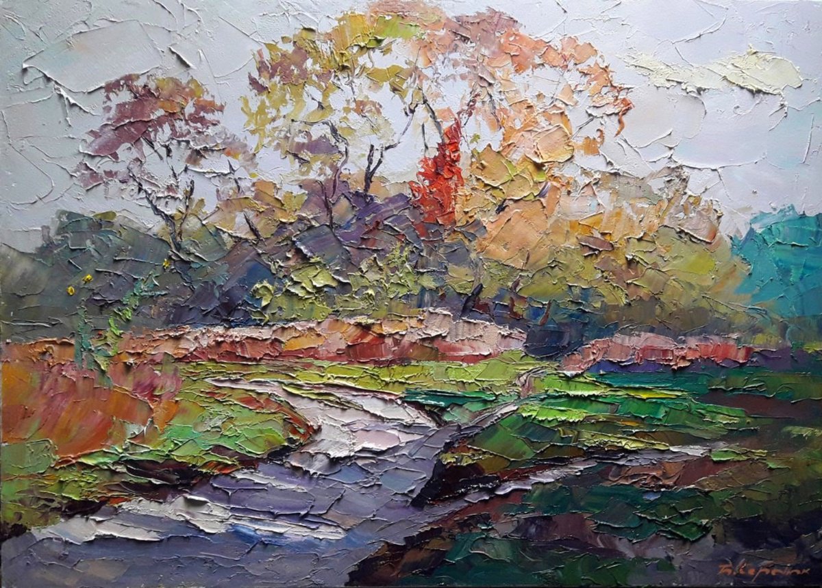Oil painting Autumn shadows Serdyuk Boris Petrovich nSerb792 by Boris Serdyuk