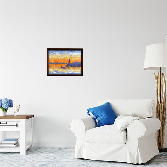 Lighthouse Boat Nautical Original Painting