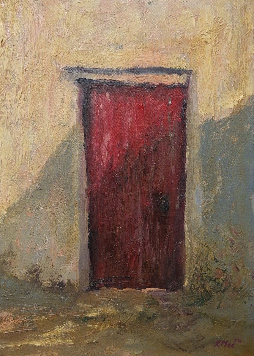 Old Red Door In Evening by Robert Mee