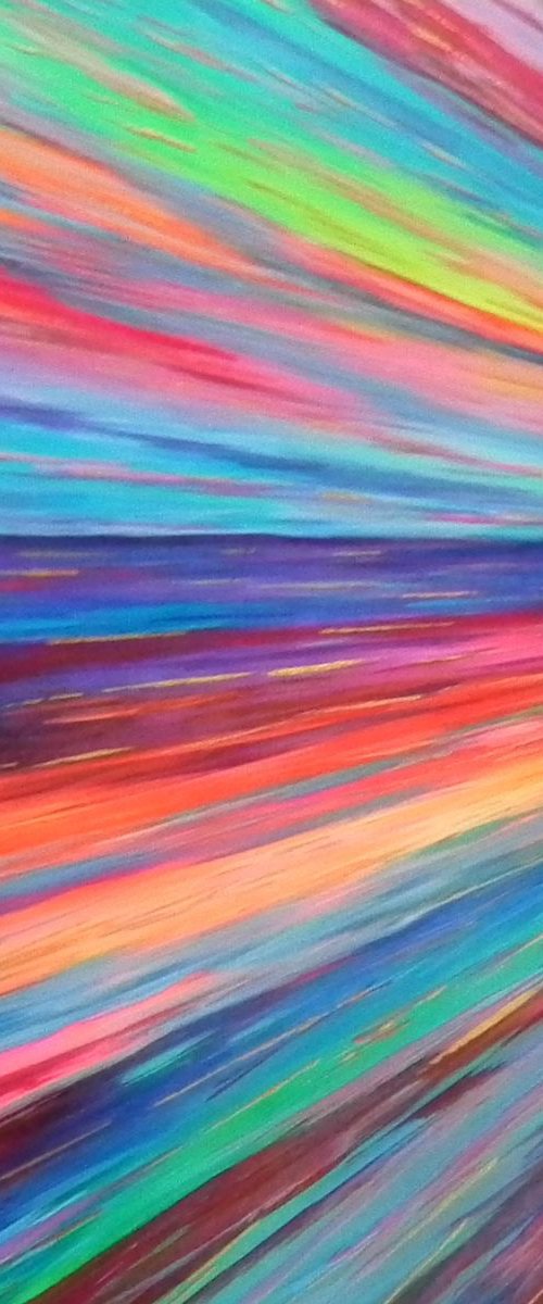 Falling in Love - red, pink, teal and gold abstract by Lisa Mann