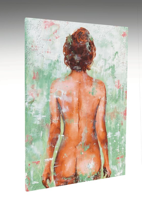 Aged green abstract nude (120 x 80 cm) Dee Brown
