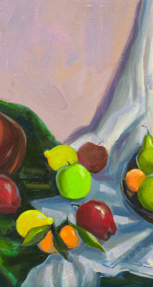 Still life with fruits and pears by Joan Mato