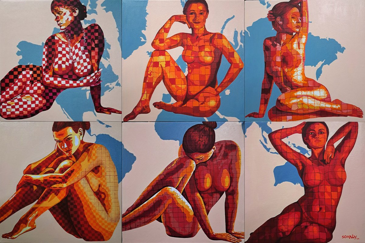 Photorealistic Portrait Acrylic Painting By Sonaly Gandhi, 54 X 36", One Soul - Many Forms, Original Artwork