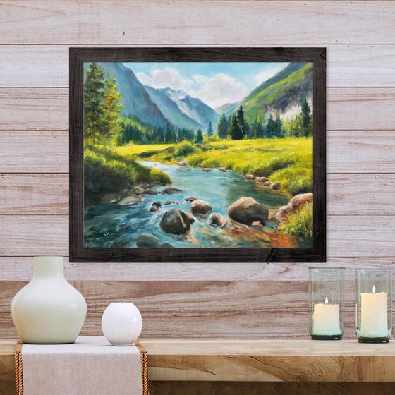 River in sunny mountain valley