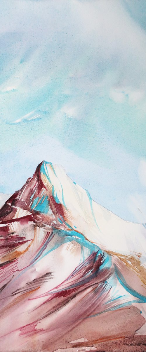 Mountain Everest. Mixed media landscape by Alla Vlaskina