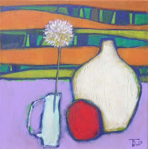 Still life with white vase.