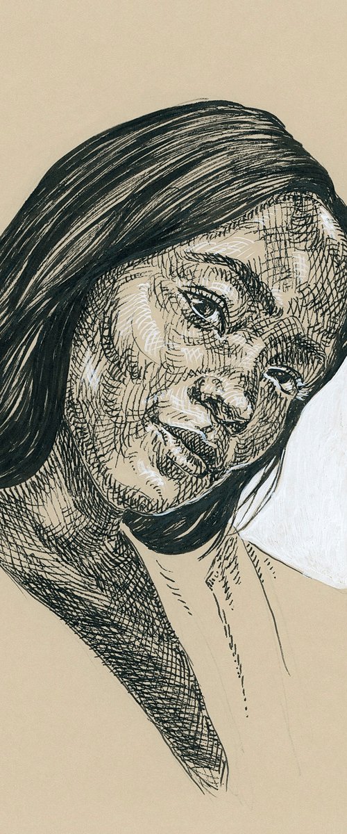 Black woman portrait. Portrait on paper by Katarzyna Gagol