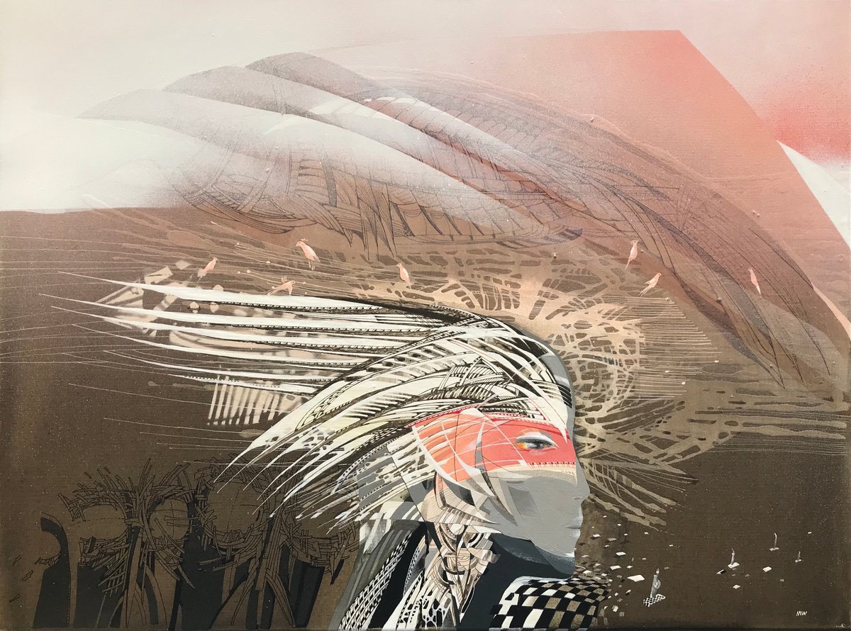 Organic Portrait Acrylic Painting By Marina Volkova, 31 X 24", I Am A Tree, Original Artwork