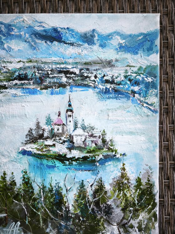 Oil Miniature of Lake Bled